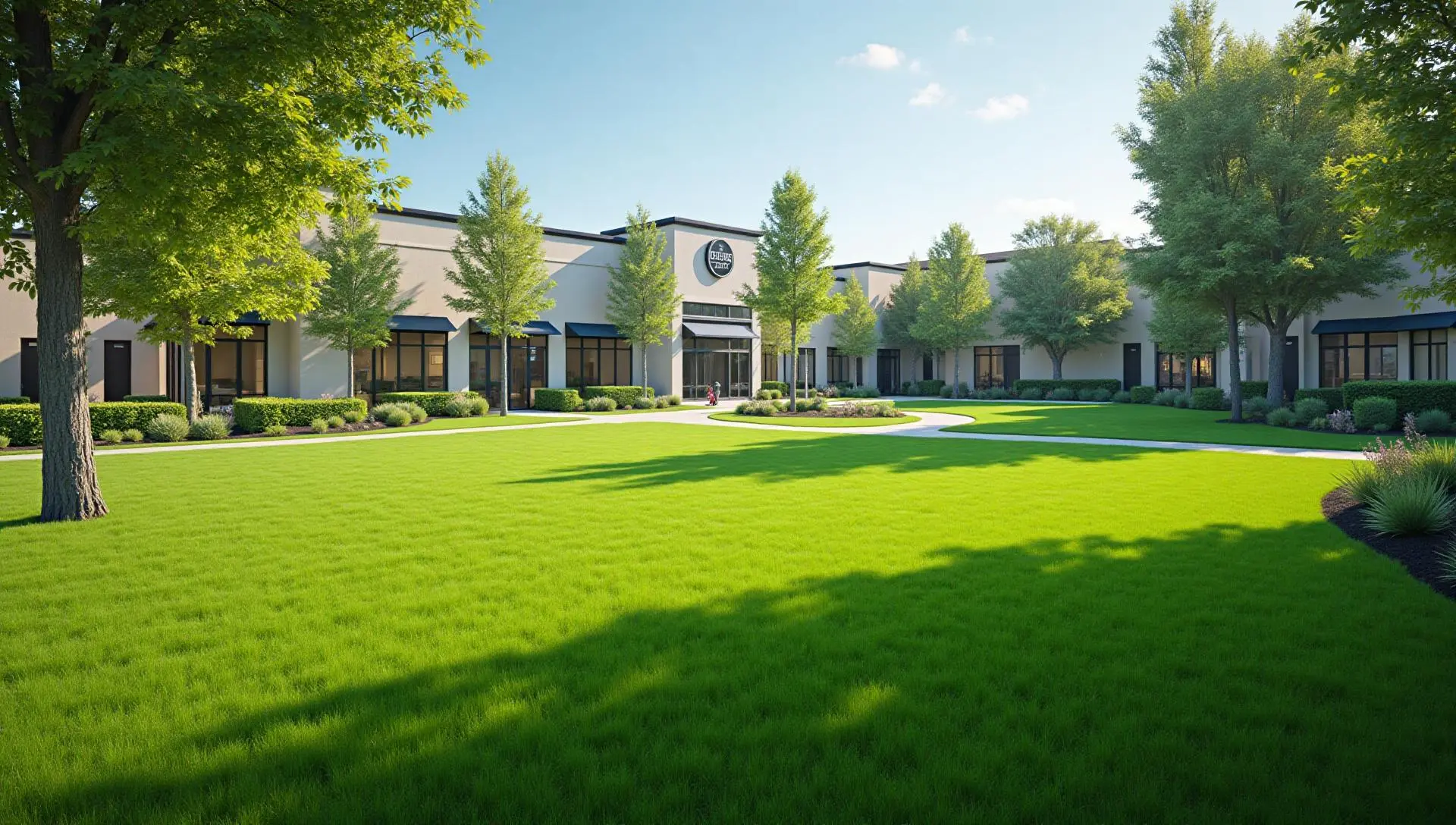 Commercial property lawn protected from gopher damage