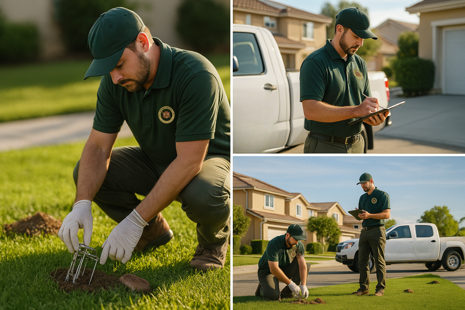 Gopher Champs technician setting a trap on a residential property