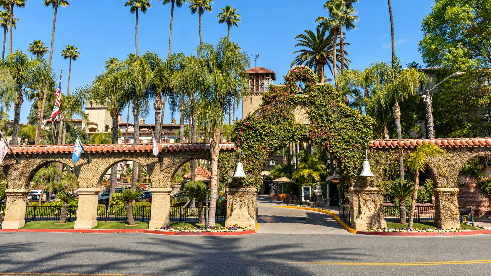 Mission Inn exterior arcade in Riverside, California