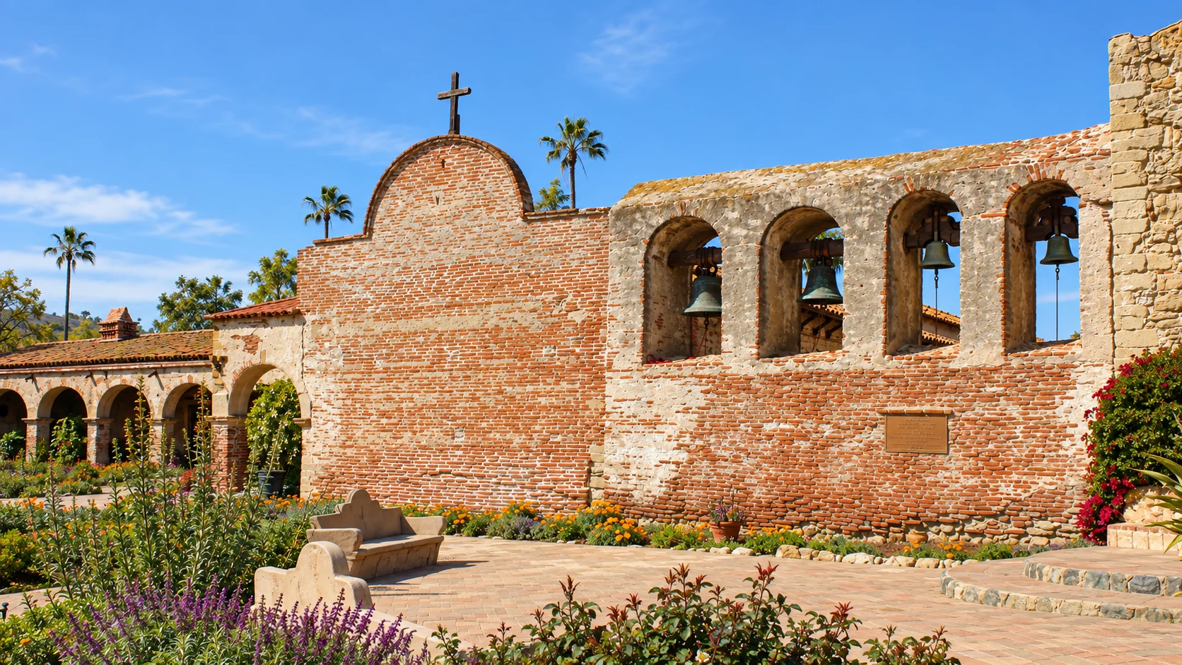 Mission San Juan Capistrano bell wall in San Juan Capistrano, California